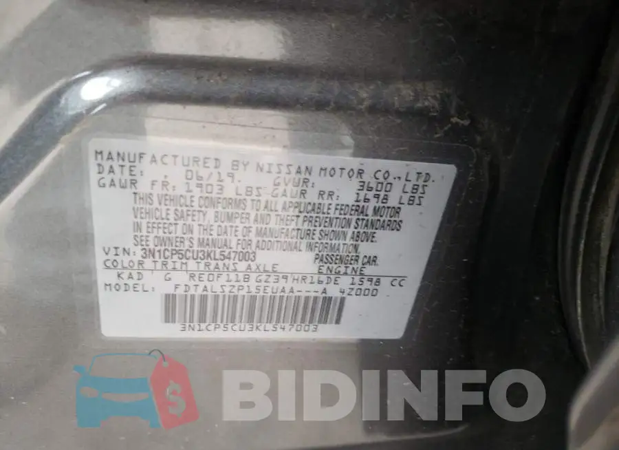 3N1CP5CU3KL547003 Photo# 13