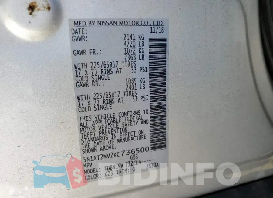 5N1AT2MV2KC736500 Photo# 13