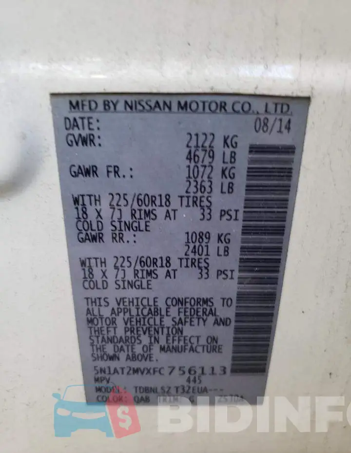 5N1AT2MVXFC756113 Photo# 13
