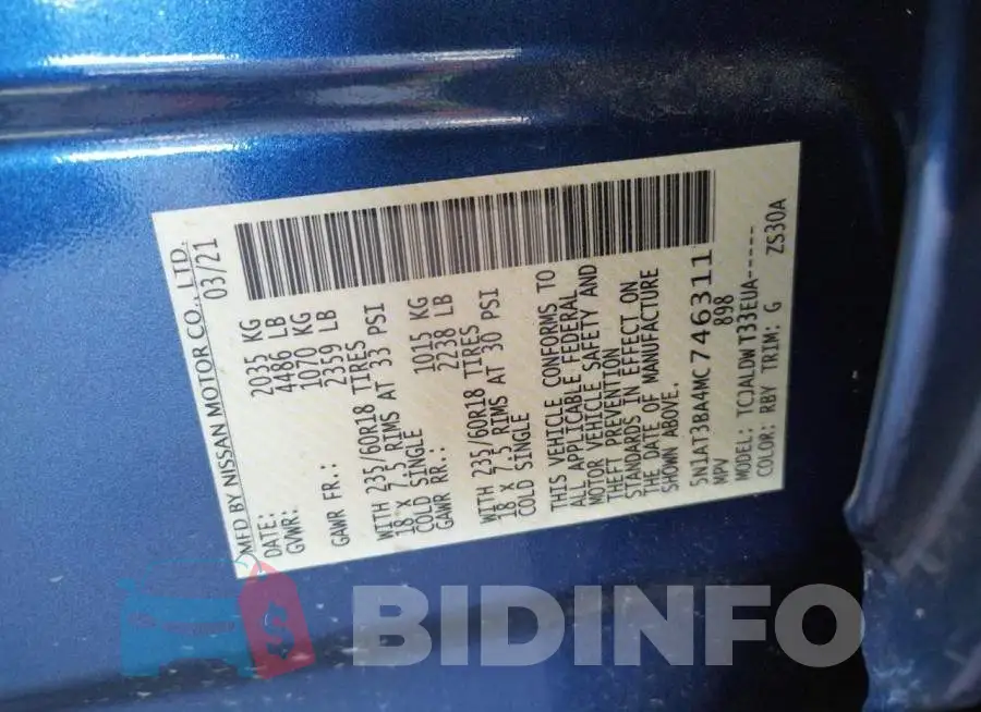 5N1AT3BA4MC746311 Photo# 10