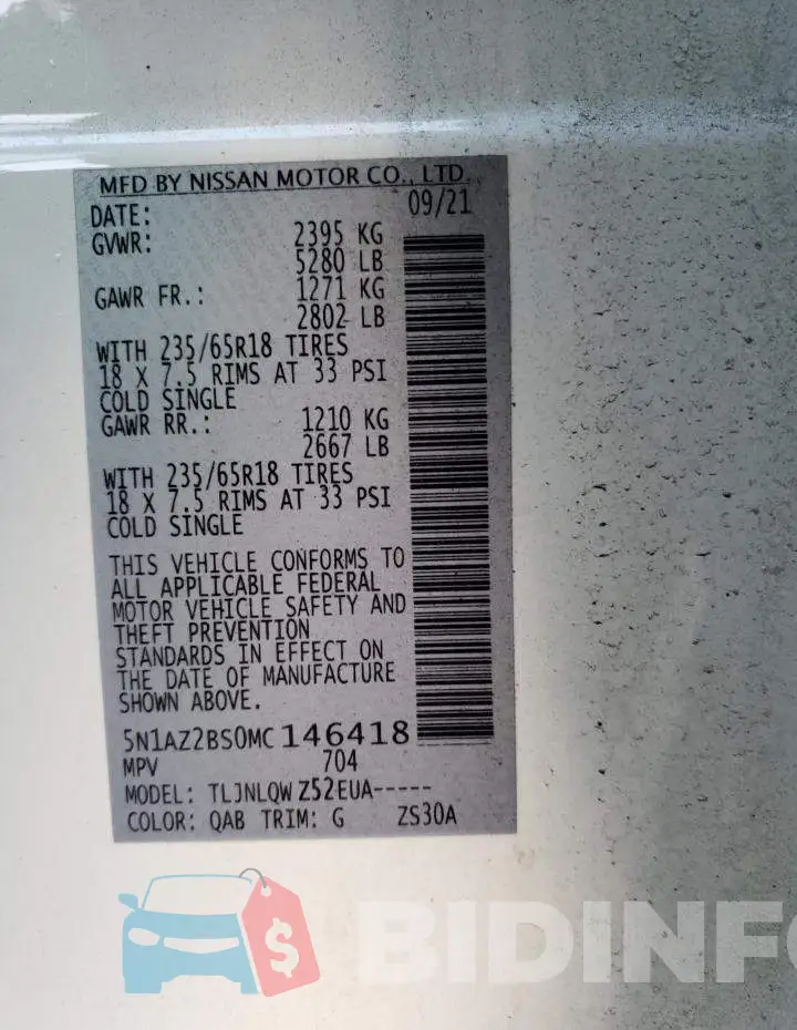 5N1AZ2BS0MC146418 Photo# 13