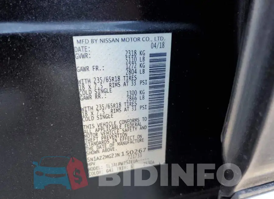 5N1AZ2MG2JN150267 Photo# 13