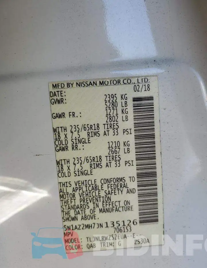 5N1AZ2MH7JN135126 Photo# 13