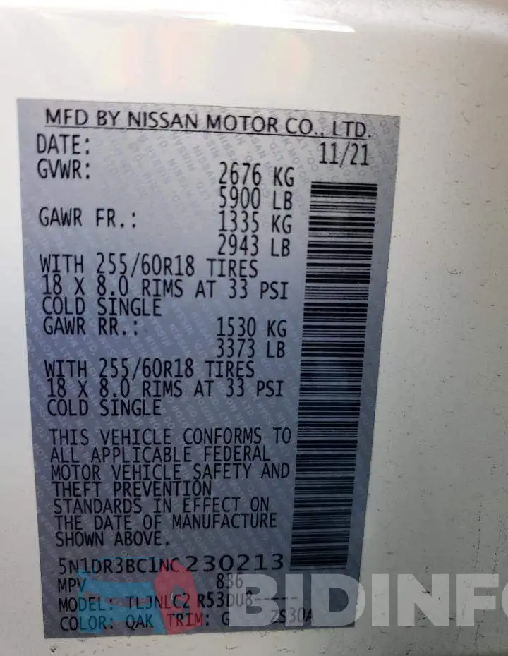 5N1DR3BC1NC230213 Photo# 13