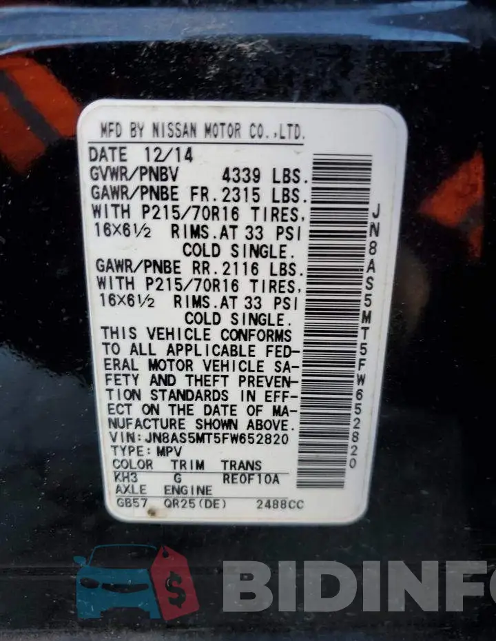 JN8AS5MT5FW652820 Photo# 12