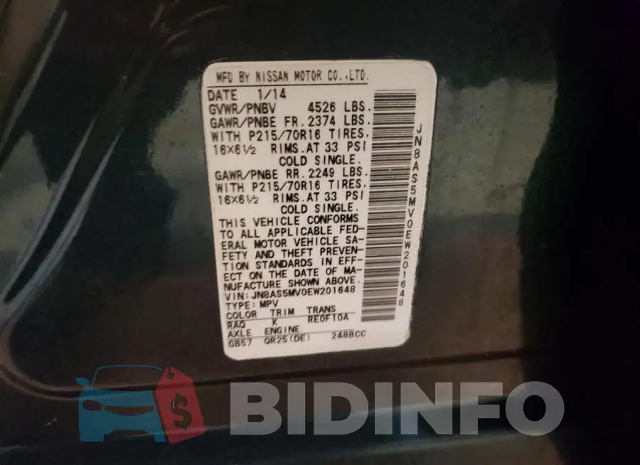 JN8AS5MV0EW201648 Photo# 13