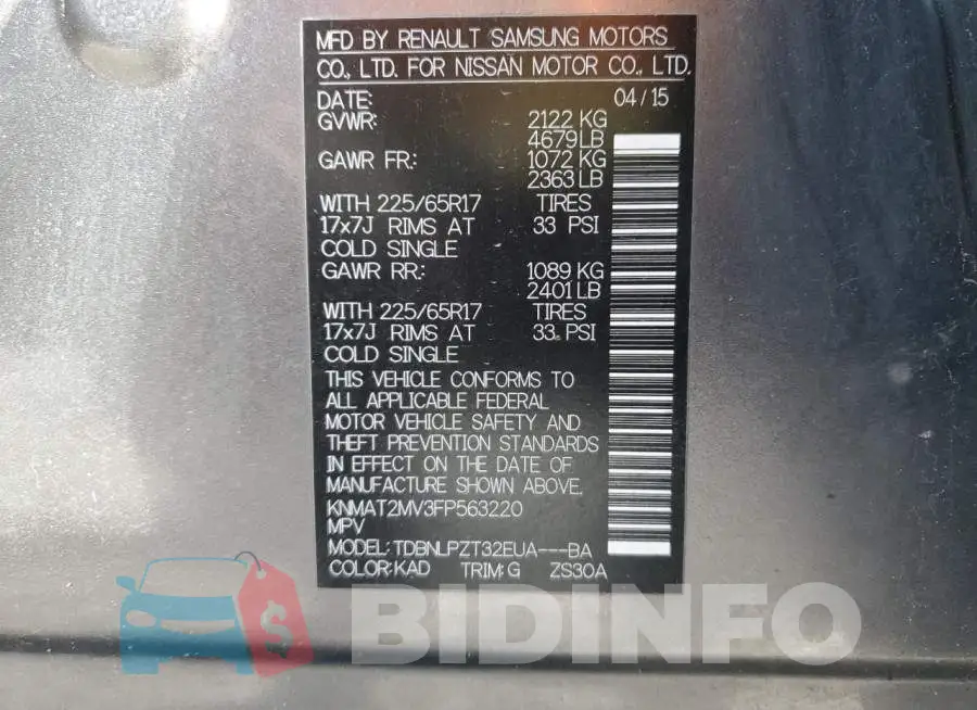 KNMAT2MV3FP563220 Photo# 13
