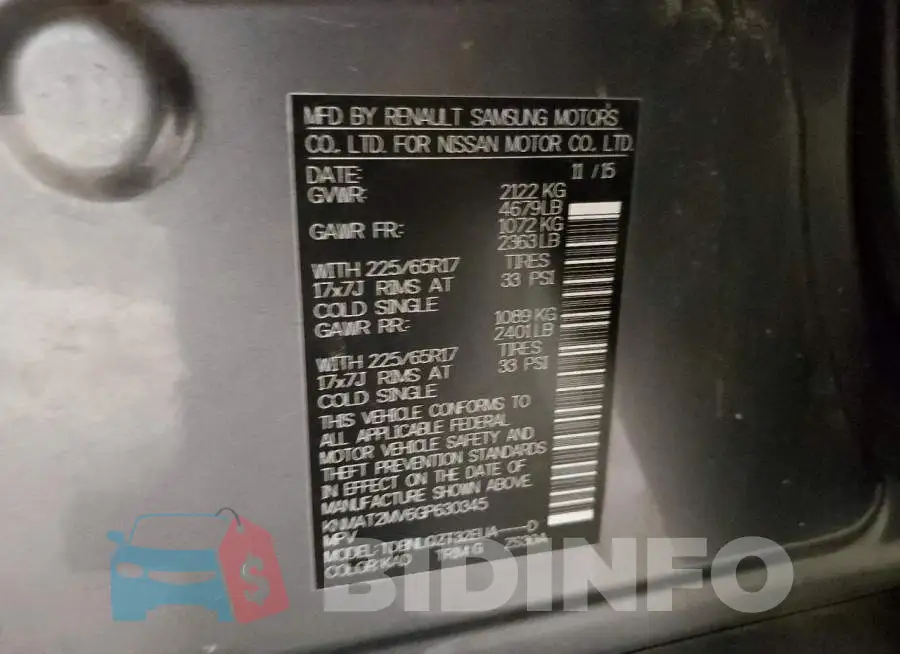 KNMAT2MV6GP630345 Photo# 10