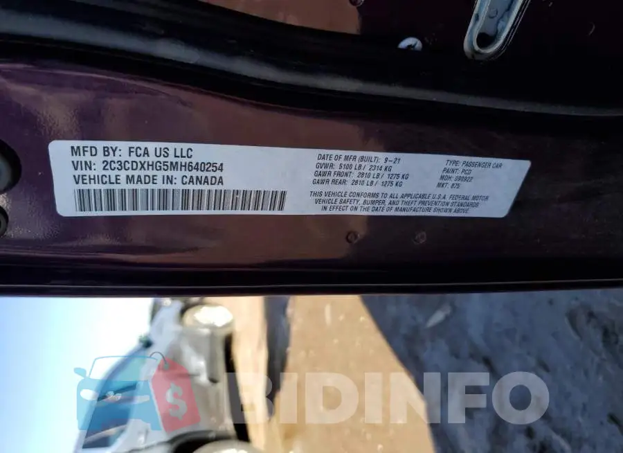 2C3CDXHG5MH640254 Photo# 12