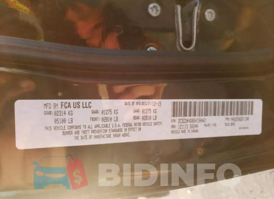 2C3CDXHG8GH150461 Photo# 12