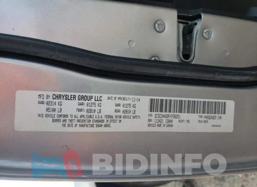 2C3CDXHG9FH726251 Photo# 12