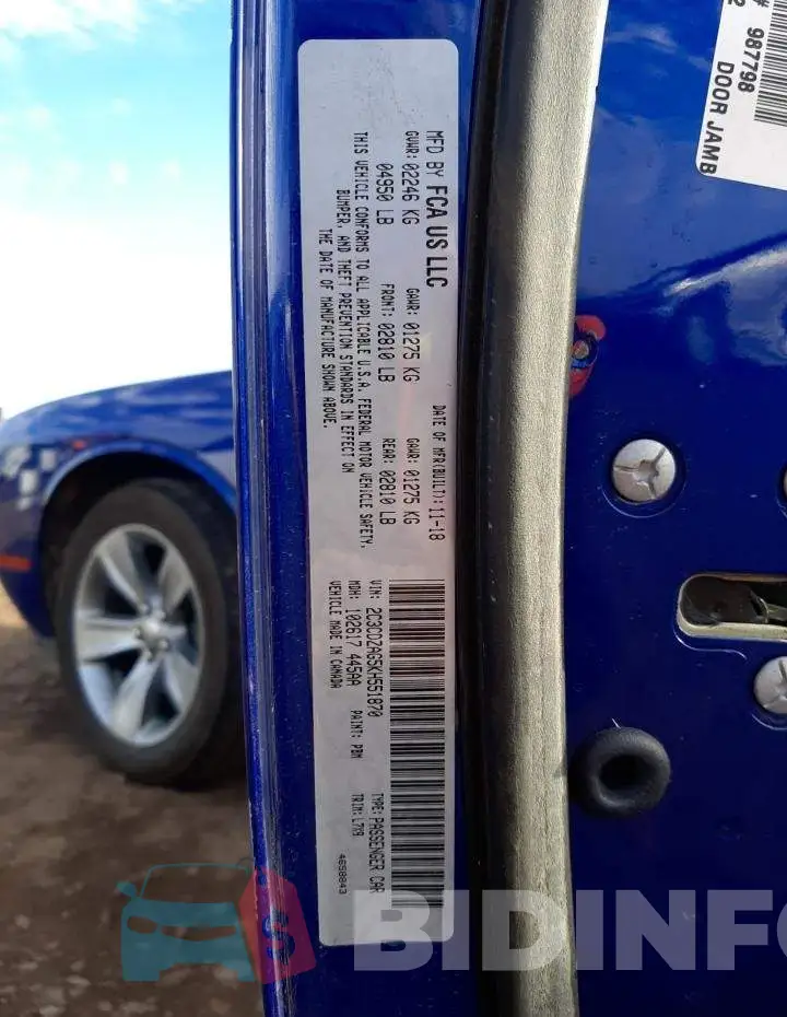 2C3CDZAG5KH551870 Photo# 12