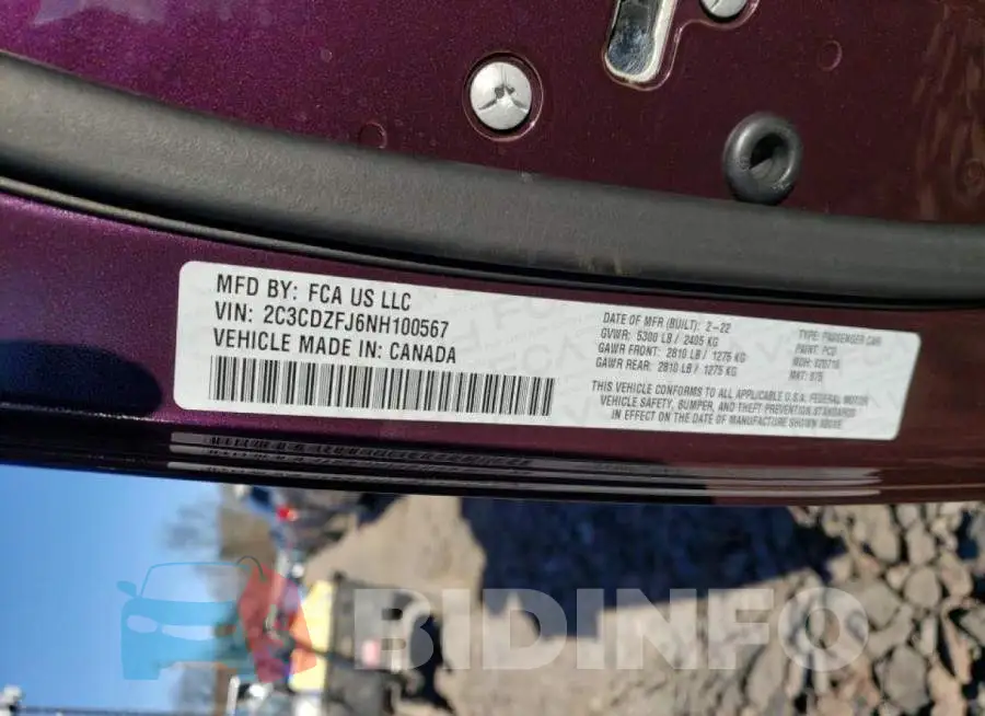 2C3CDZFJ6NH100567 Photo# 12