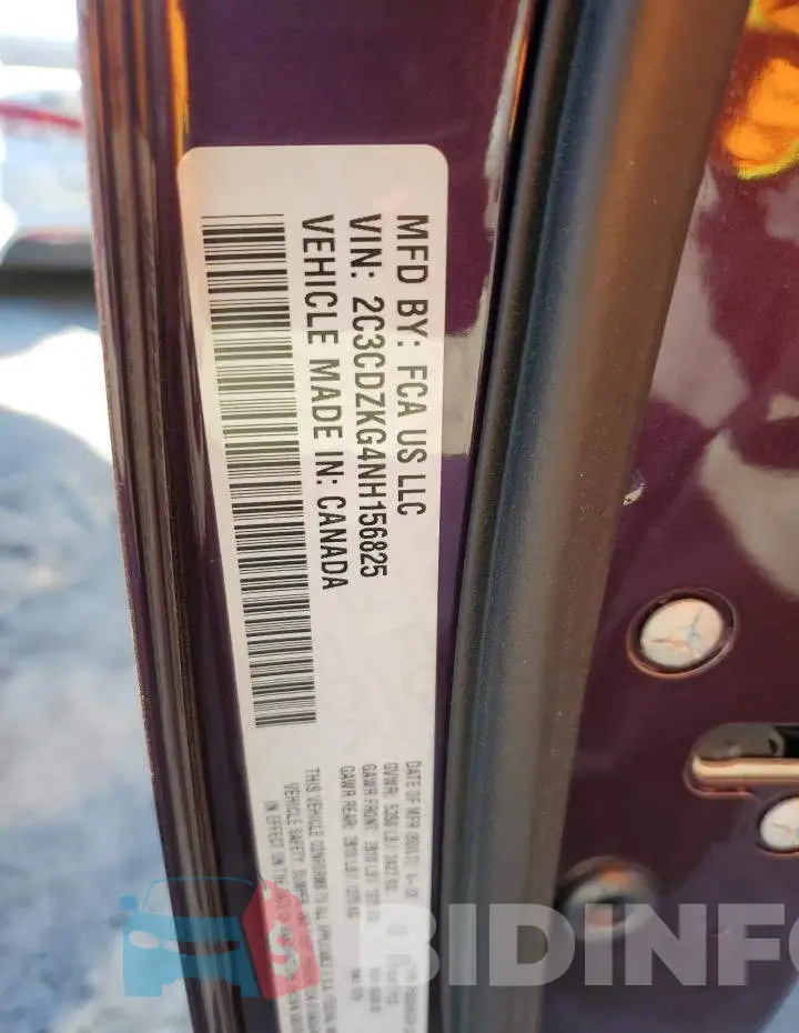 2C3CDZKG4NH156825 Photo# 12