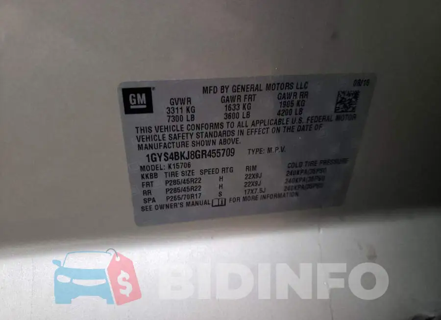 1GYS4BKJ8GR455709 Photo# 13