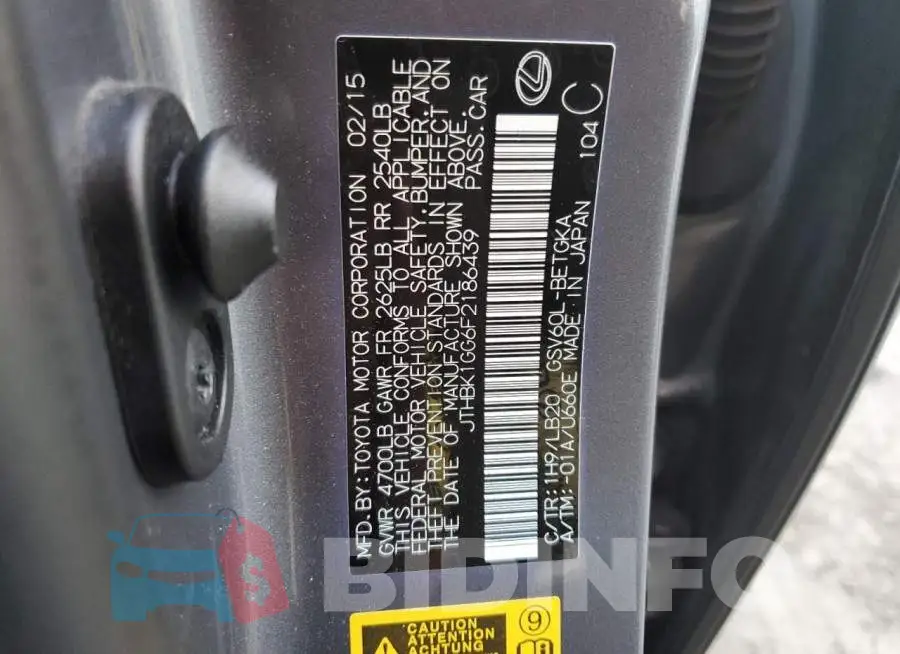 JTHBK1GG6F2186439 Photo# 12
