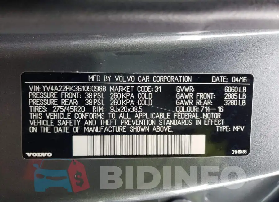 YV4A22PK3G1090988 Photo# 12