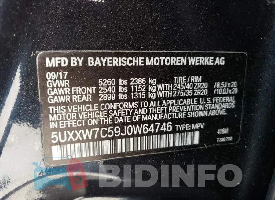 5UXXW7C59J0W64746 Photo# 13
