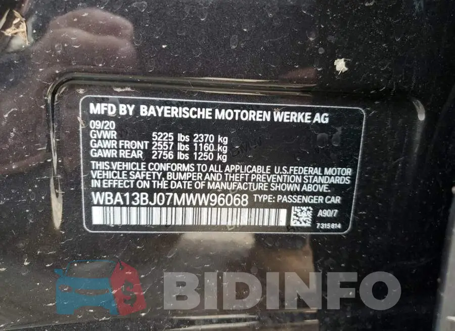 WBA13BJ07MWW96068 Photo# 12