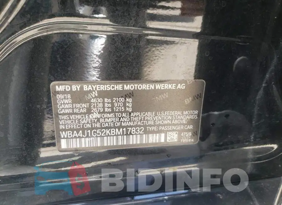 WBA4J1C52KBM17832 Photo# 10