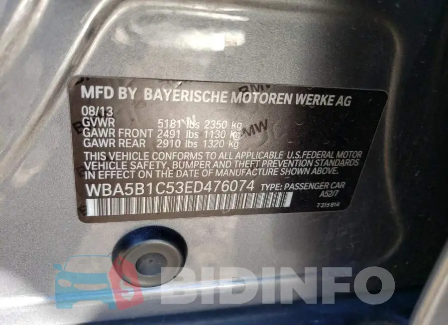 WBA5B1C53ED476074 Photo# 12