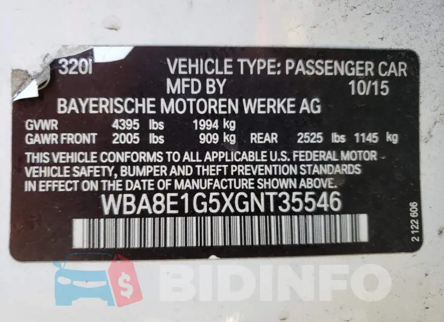 WBA8E1G5XGNT35546 Photo# 12