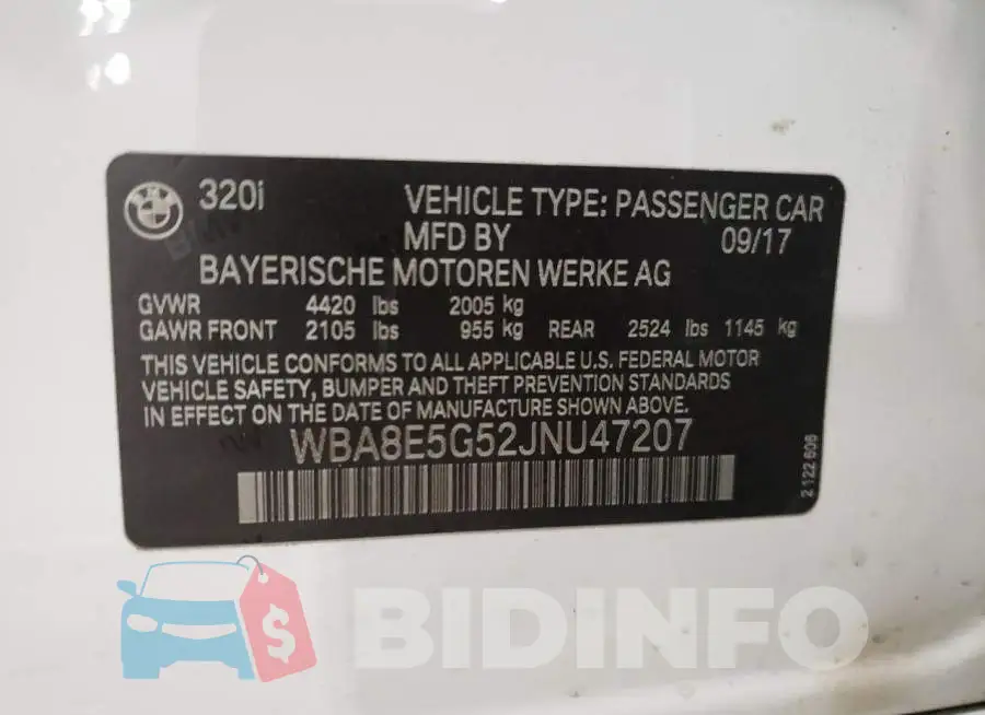 WBA8E5G52JNU47207 Photo# 12