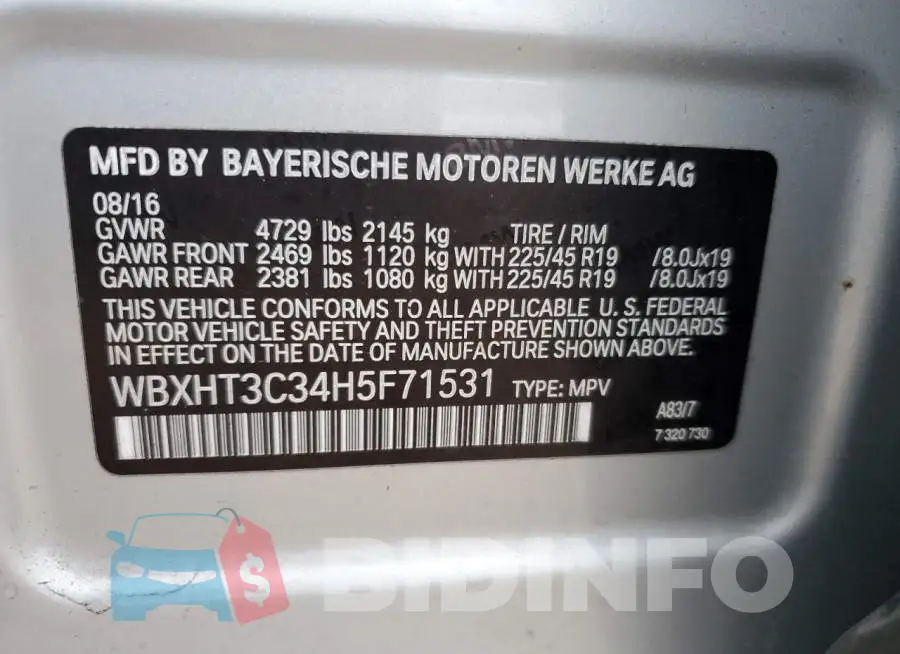 WBXHT3C34H5F71531 Photo# 10