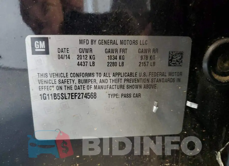 1G11B5SL7EF274568 Photo# 12
