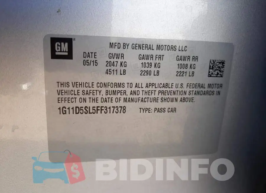 1G11D5SL5FF317378 Photo# 10