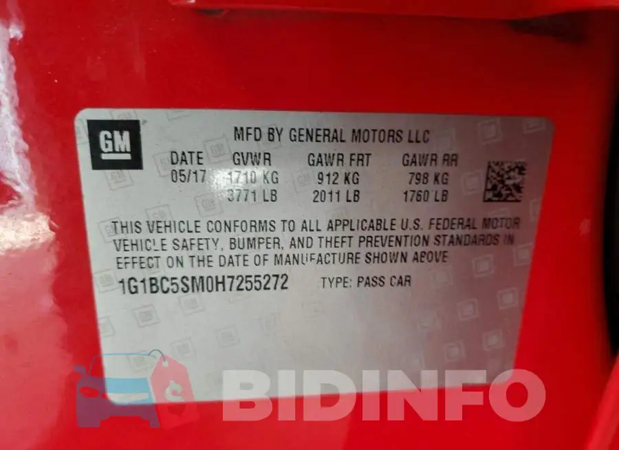 1G1BC5SM0H7255272 Photo# 12