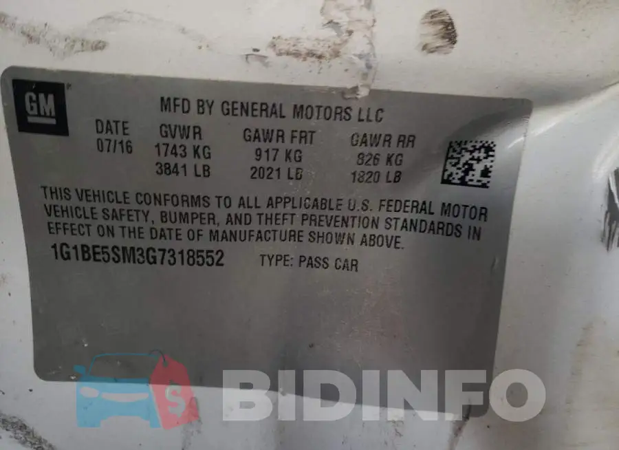 1G1BE5SM3G7318552 Photo# 12