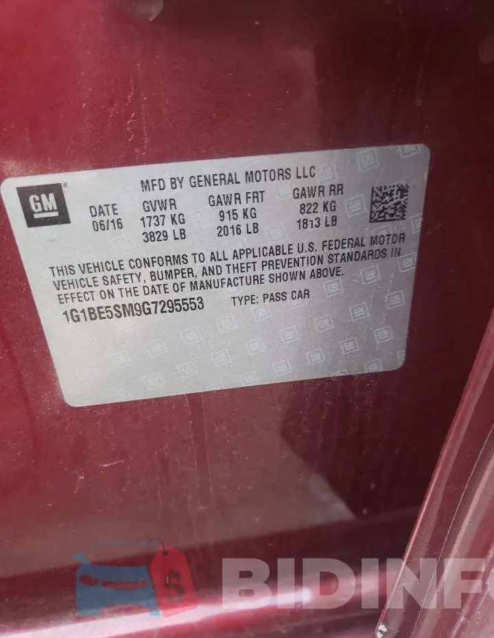 1G1BE5SM9G7295553 Photo# 13