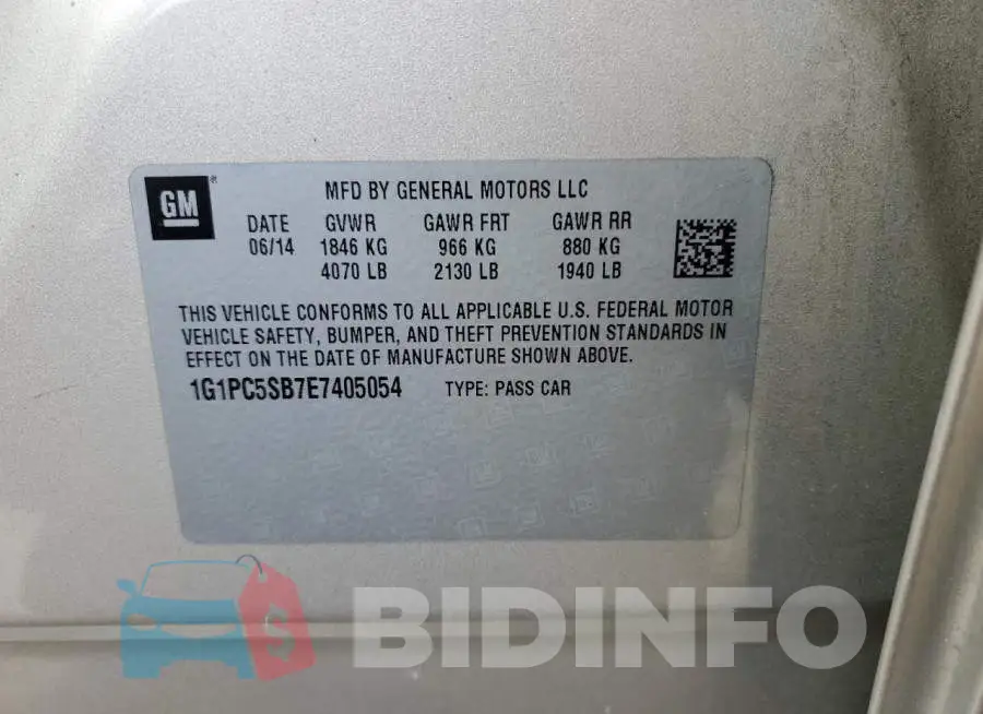 1G1PC5SB7E7405054 Photo# 12