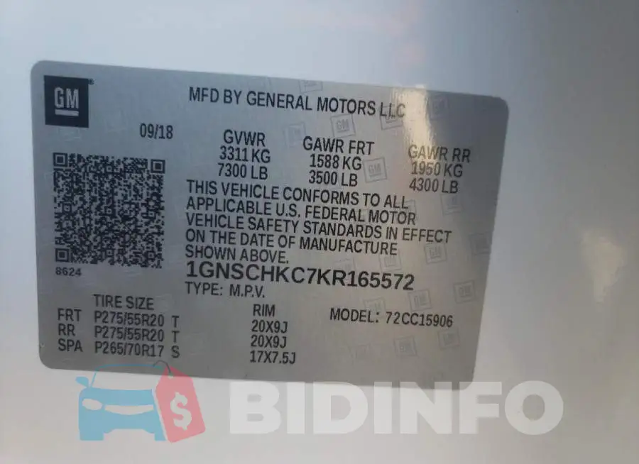 1GNSCHKC7KR165572 Photo# 14