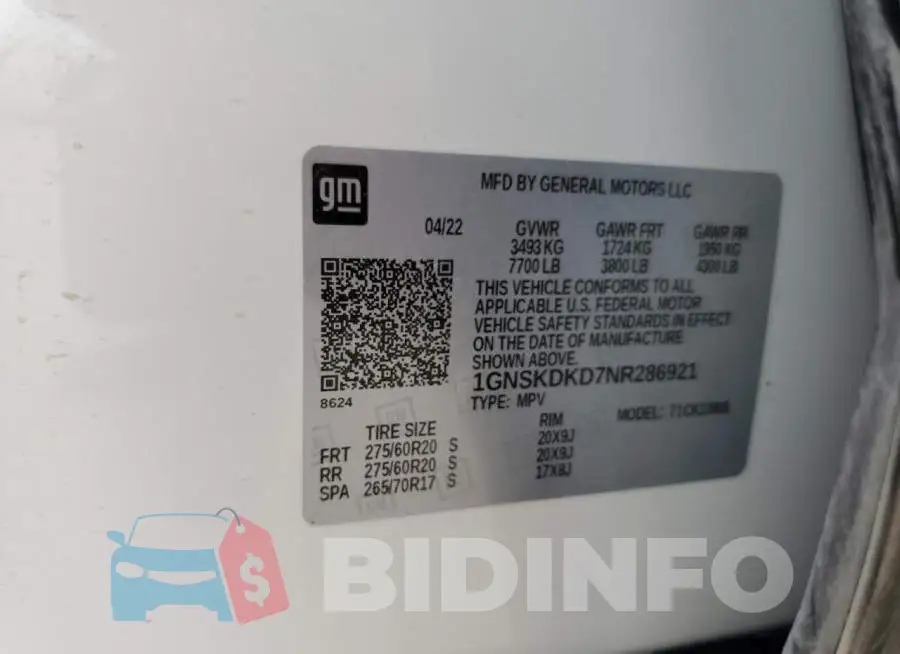 1GNSKDKD7NR286921 Photo# 13