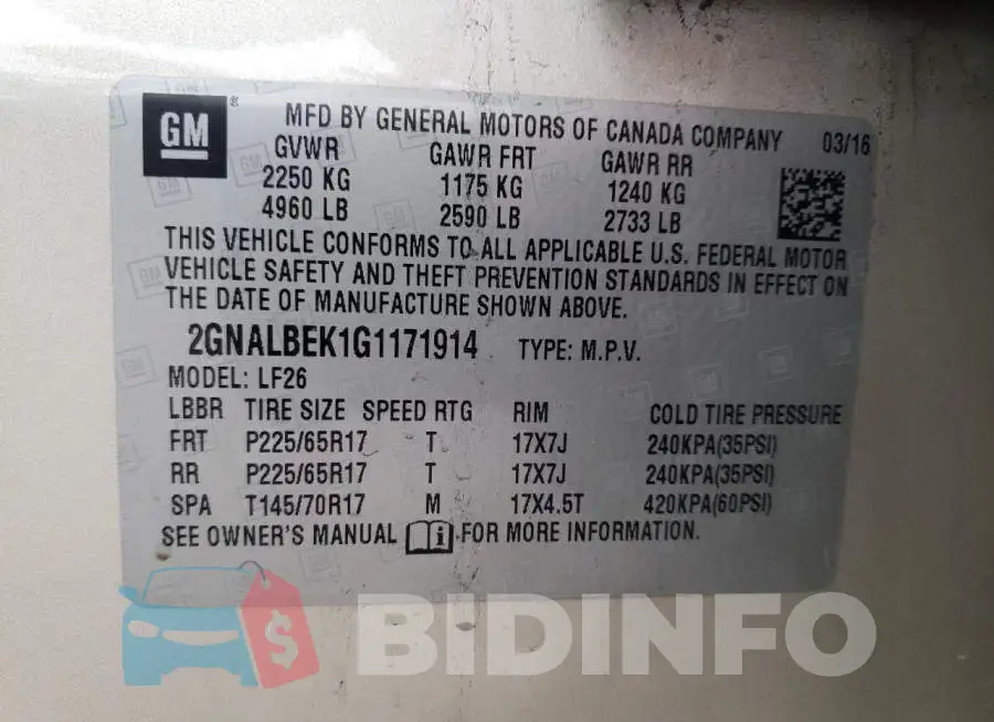 2GNALBEK1G1171914 Photo# 13