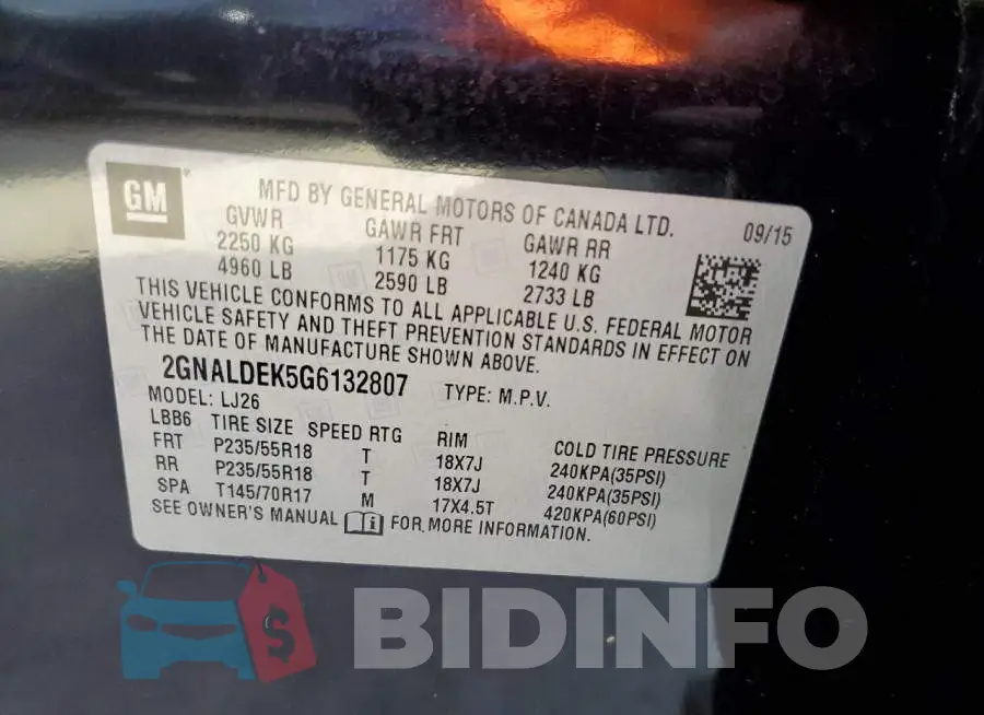 2GNALDEK5G6132807 Photo# 13