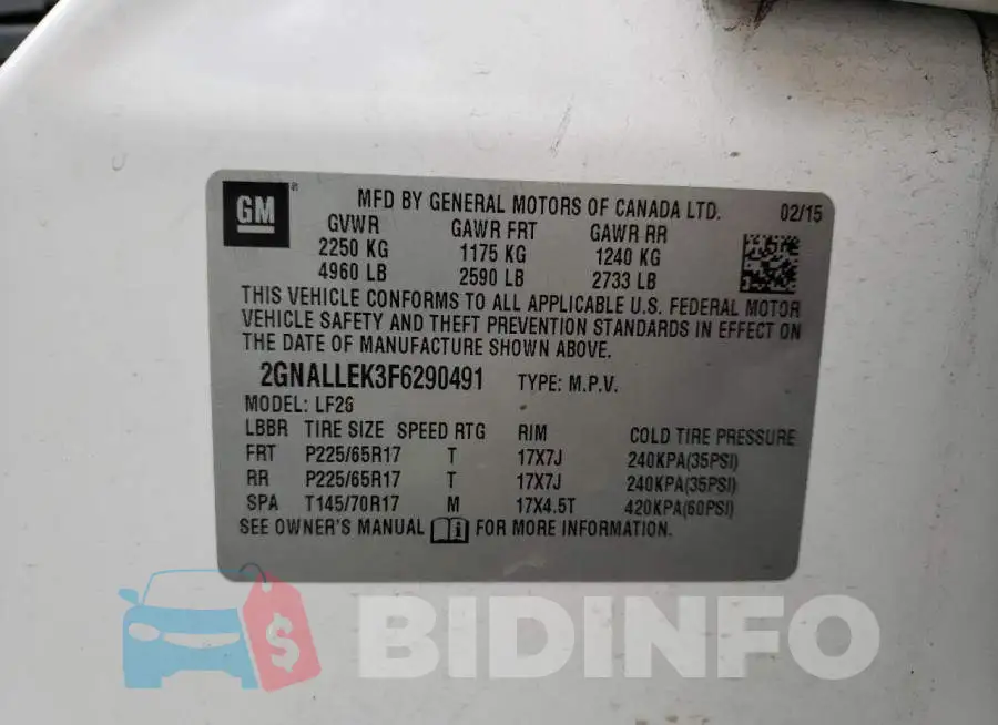 2GNALLEK3F6290491 Photo# 10