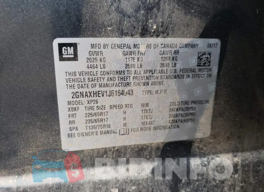 2GNAXHEV1J6164943 Photo# 13