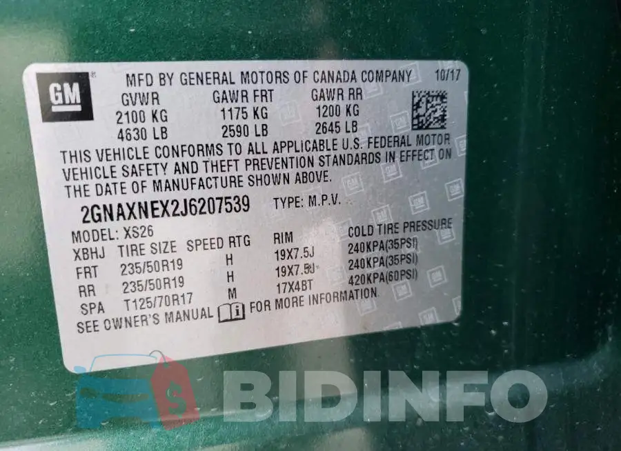 2GNAXNEX2J6207539 Photo# 12