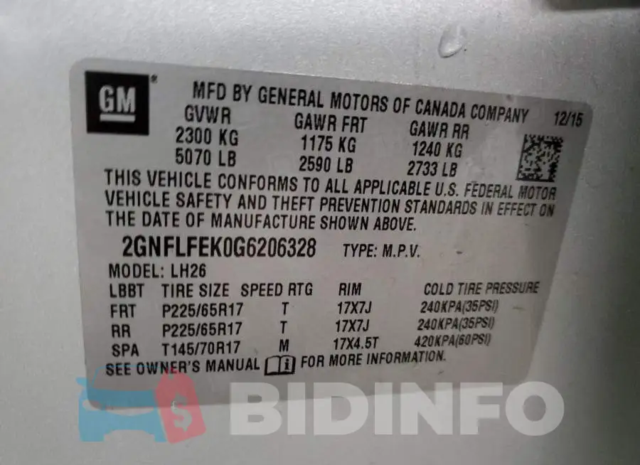 2GNFLFEK0G6206328 Photo# 13