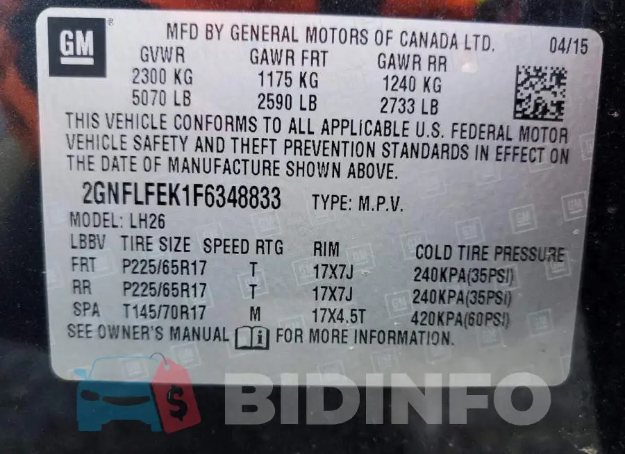 2GNFLFEK1F6348833 Photo# 13