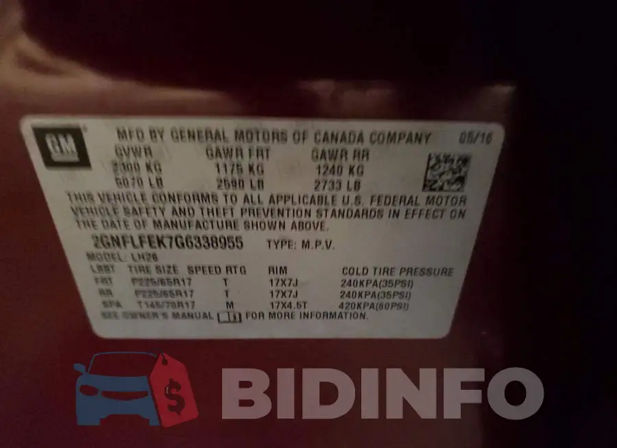 2GNFLFEK7G6338955 Photo# 12