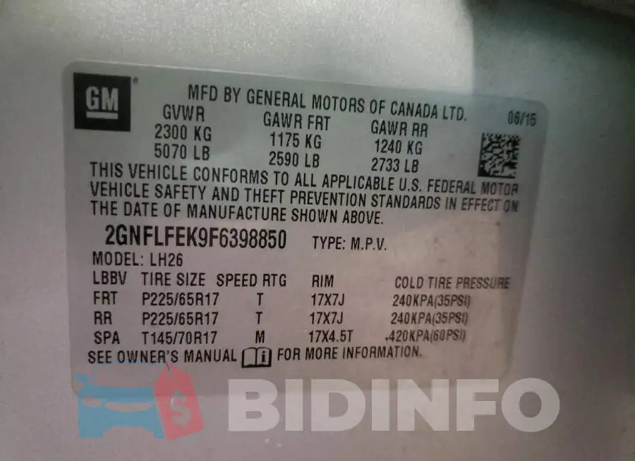 2GNFLFEK9F6398850 Photo# 12
