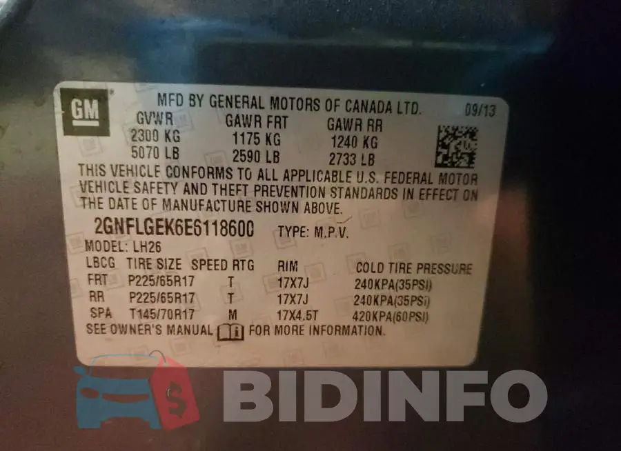 2GNFLGEK6E6118600 Photo# 12