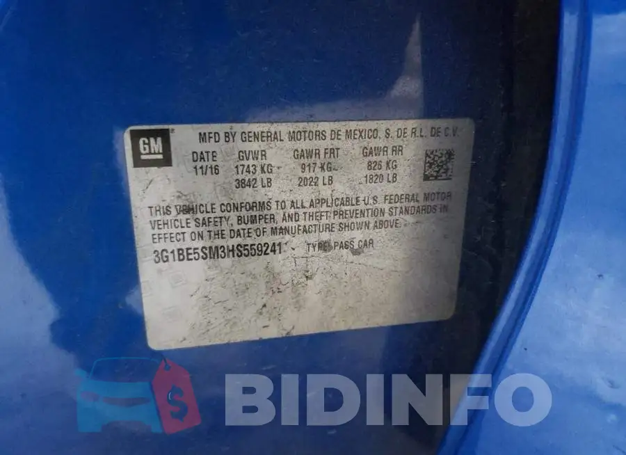 3G1BE5SM3HS559241 Photo# 10