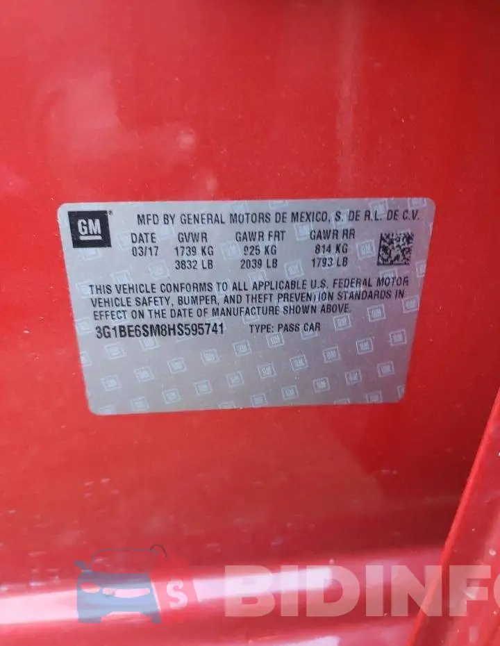 3G1BE6SM8HS595741 Photo# 12