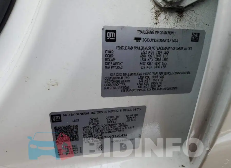3GCUYDED5NG121414 Photo# 12