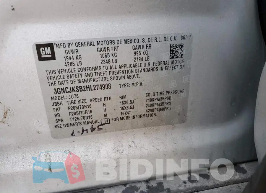 3GNCJKSB2HL274908 Photo# 13